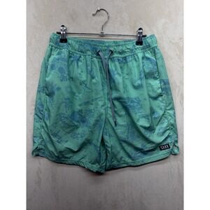 Saxx Swim Trunks Shorts Men M Blue Cannonball 2N1 Tropical Print 6" Inseam Beach